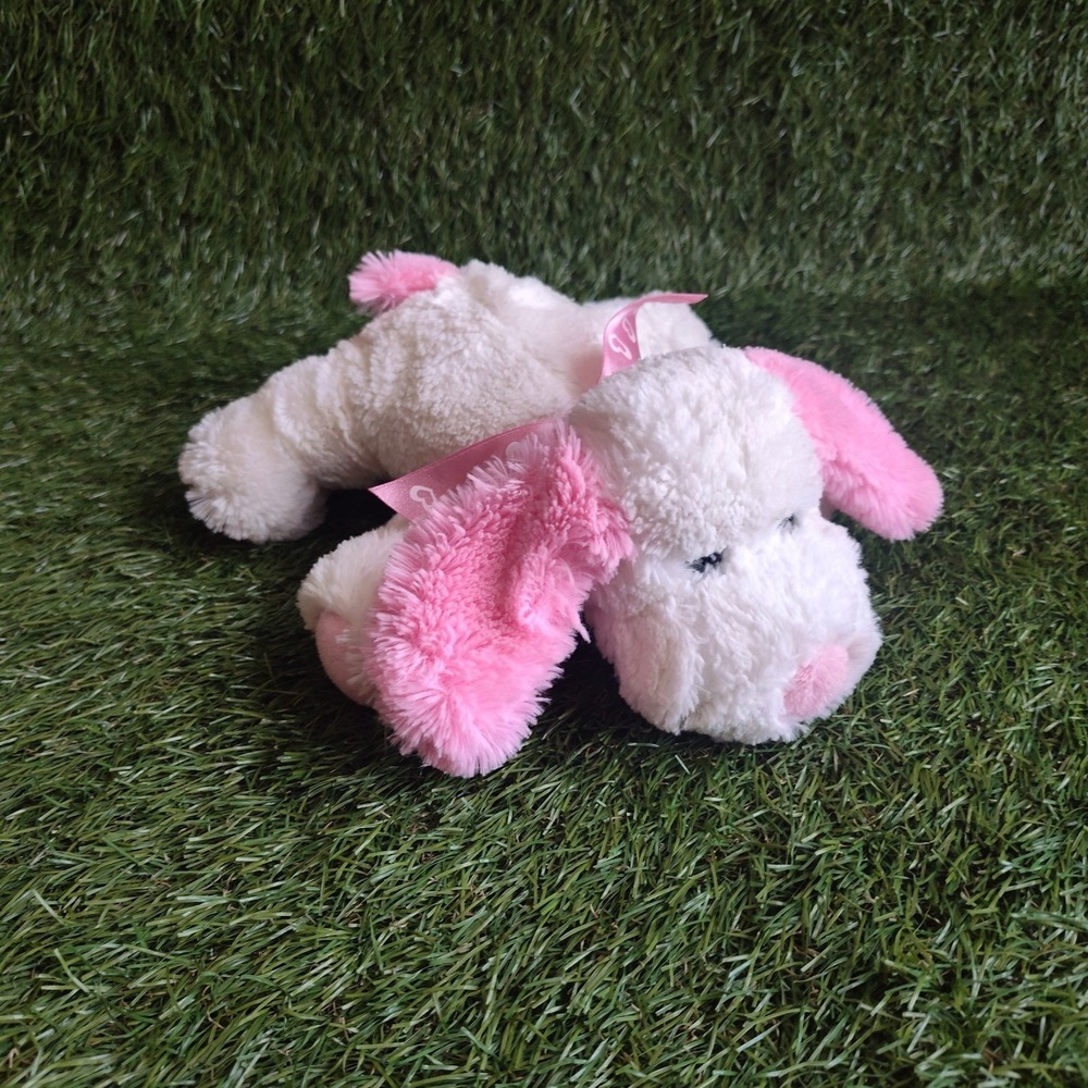 Best Made Toys Pink White Dog Puppy Plush Floppy Laying Down Stuffed Animal Toy